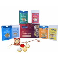 Keeros Healthy Rakhi Gift Hamper for Brother with Roli Moli Chandan Tikka Chawal Mishri | Combo of Sweet & Salted, Crispy & Tasty SuperSnacks in a Premium Gift Pack |6 Varieties of Snack Pouches(35g to 50g)