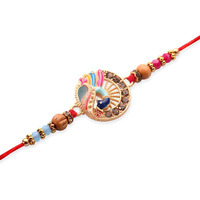 SAJANI Rakshabandhan Rakhi for Brother || Rakhi with Greeting Card || Fancy Design Rakhi || Exclusive Rakhi Collection (Pack of 1) (Round Peocock) For Men