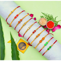 HakunaMatata Combo of 10 Dora Rakhi Set for Brother, Bhaiya, Bhabhi with Roli Chawal & Greeting Card | Premium Rakhi Hamper-RHMNX4464