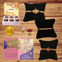 BOGATCHI Rakhi with Chocolates -Set of 5 Rakhi for Brother + 5 Piece Chocolate Box+ Free roli chawal+ Bro sis Greeting Card