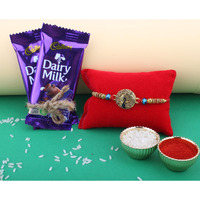 SFU E Com Premium Designer Rakhi with 2 Pieces Dairy Milk Chocolates, Premium Rakhi Chocolate Combo | 26