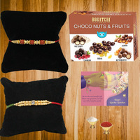 BOGATCHI Rakhi Chocolate Gift Hamper for Brother, Chocolate Coated Assorted Nuts and Fruits, 200g + Free Rakhi Greeting Card + Free Rakhi + Roli Chawal