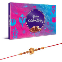 SFU E Com Cadbury Celebration Chocolate Hamper | Ganeshjee Rakhi with Chocolate Gift for Brother | Rakhi for Brother | Roli, Chawal, Chandan, Misri | 19