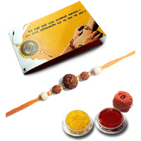 Vado Real Rudraksha Fancy Rakhi with Roli Chawal Tilak for Rakshabandhan (Single-21)