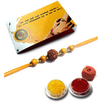 Vado Real Rudraksha Fancy Rakhi with Roli Chawal Tilak for Rakshabandhan (Single-22) For Unisex Adult