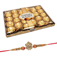 Astonished Retail SFU E Com 24 Pieces Ferrero Rocher with Set of 2 Rakhi | Ferrero Rocher Chocolate for Brother with Rakhi | 24 Pieces Ferrero Rocher Rakhi Hamper | 27