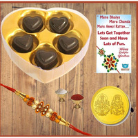 BOGATCHI Rakhi Combo Gift, Rakhi Gift Hamper, Rakhi Gift for Brother, Rakhi Chocolates for Bro, 5pcs + Free Rakhi + Free Rakhi Greeting Card + Roli Chawal