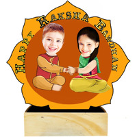 Adesh Anusaar Personalized Caricature Gift for Brother Sister on Raksha Bandhan Rakhi Best Brother gift for sister (Design 20, WITH WOODEN BASE)