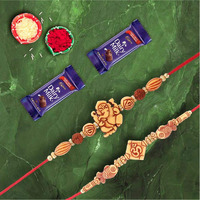 Astonished Retail Premium Designer Set of 2 Rakhi with 2 Pieces Dairy Milk Chocolates | Rakhi Chocolate Gift for Brother | Roli, Chawal, Chandan, Misri | 5