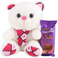 Astonished Retail Dairy Milk Silk Fruit N Nut with Muffler Teddy | Chocolate Gift for Rakhi, Diwali, Christmas, Birthday, Anniversary, Holi., 1