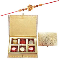 SFU E Com Ganeshjee Rakhi with Chocolates | Rakhi Chocolate Gift for Brother | Premium Rakhi Chocolate Hamper | Roli, Chawal, Chandan, Misri | 041