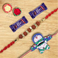 SFU E Com Premium Designer Set of 2 Rakhi with 2 Pieces Cadbury Dairy Milk Chocolate | Rakhi Chocolate Gift for Brother | Roli, Chawal, Chandan, Misri | 5