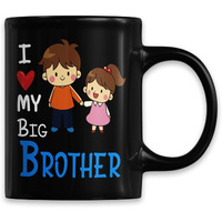 PrintLine I Love My Big Brother Quote Ceramic Coffee Mug/Tea Cup, Best Gift on Raksha Bandhan, Rakhi Gift, Birthday Gift, 325ml (Black)