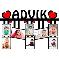 GiftsWale Customized Collage Photo Frame With Names | Best Gift For Birthday, Kids, Friends, Brother, Sister, Rakhi | Personalized With 8 Images And Texts