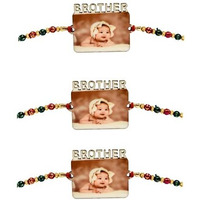 THEWHOOP Personalized/Customised Designer Rakhi Photo or Print Name For Brothers - Raksha Bandhan Gift (PACK OF 3) (PHOTORAKHI-BROTHER)