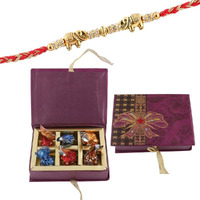 SFU E Com Premium Elephant Rakhi with 6 Pieces Chocolate Box | Rakhi with Chocolate Hamper | Premium Rakhi Chocolate Hamper | Roli, Chawal, Chandan, Misri | 4