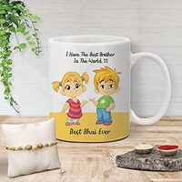 The Purple Tree Rakhi for Brother with Mug and Card Hamper, Rakhi Gift Hamper (1 Rakhi, Mug, Roli Chawal, Greeting Card), Rakhi Gift for Brother, Rakhi for Bhai, Rakhi Mug Gift, M23