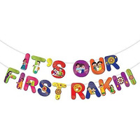 Festiko Its Our First Rakhi Banner With Ribbon, Hanging Decoration Supplies, Raksha Bandhan Decoration Combo