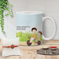 The Purple Tree Rakhi for Brother with Mug and Card Hamper, Rakhi Gift Hamper (1 Rakhi, Mug, Roli Chawal, Greeting Card), Rakhi Gift for Brother, Rakhi for Bhai, Rakhi Mug Gift, M4