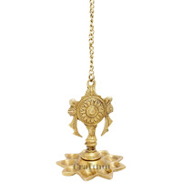 Crafthut Antique Finished Wall Hanging Brass Hanging Diya For Puja Room (Size - 4.5 Inch X 4,5 Inch), Color - Golden, 1 Peice