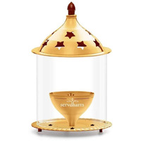 ServDharm Brass Akhand Diya with Borosilate Glass (6.7 Inches,17 Cms )