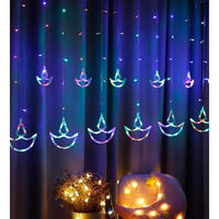 The Purple Tree Multicolor Diya LED Curtain Lights for Diwali, Window, Festive, 2.5 m, Diya Curtain Lights (Pack of 1) Multicolor Light, Diwali Lights, Lights for Diwali, Diwali Diya Light