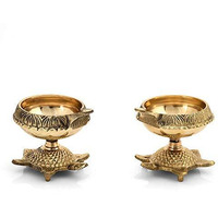 Collectible India Brass Diya (3 x 2 x 2.7 inch, Gold)