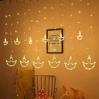 fizzytech 12 Diya Curtain String Lights, Window Curtain Lights with 8 Flashing Modes Decoration for Diwali, Christmas, Wedding, Party, Lights of Home Decoration (Warm White)