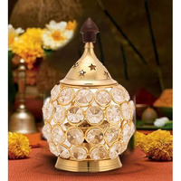 Collectible India Brass Akhand Diya for Puja | Diwali Diyas Crystal Oil Lamp , Decorative Diwali Decoration Items - Deepawali Gift for Family & Friends