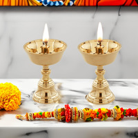 Sacch Brass Akhand Diya for Puja, 2 Piece, Gold