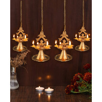 Collectible India Brass Hanging Diya for Puja Stand Mandir Diwali Lights Decoration Items and Diwali Gifts (Pack of 4 )