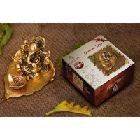 Collectible India Ganesh Diya Return Gift Metal Ganesha on Leaf Idol for Pooja | Wedding Corporate Gift Items for Home Decorative with Gift Box | Diya for Puja Pooja Gifting