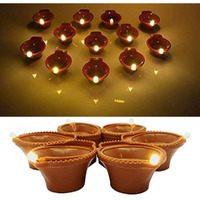 VRION Water Diya Water candel, Water Sensor Diya, Candle with Water Sensing Warm Orange Lights,led Light Home Decor Festivals Decoration (Pack of 12)