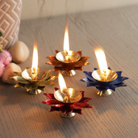 CraftVatika Brass Diya Deepak Oil Lamp Puja Diwali ( Set of 4 , Assorted Colors)