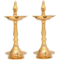 BENGALEN Brass Diya Kerala Samai 16 Inch Traditional Oil Lamp Deepak Lamp Kutthu vilakku Panchmahal Deepam for Pooja Mandir Diwali Indian Puja Wedding Return Gift Items Set of 2