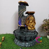 Craftisan Decorative Water Fountain for Home Dcor, Office, Indoor & Outdoor, Garden, Puja Room, Vaastu, Reception, Spa, Gifting. (3 Step Diya Ganesh (Golden))