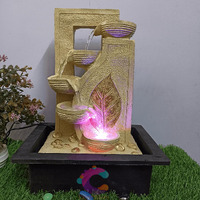 Craftisan Decorative Water Fountain for Home Dcor, Office, Indoor & Outdoor, Garden, Puja Room, Vaastu, Reception, Spa, Gifting. (Gold Leaf Diya)