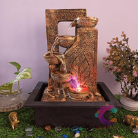 Craftisan Decorative Water Fountain for Home Dcor, Office, Indoor & Outdoor, Garden, Puja Room, Vaastu, Reception, Spa, Gifting. (Golden Leaf Diya)