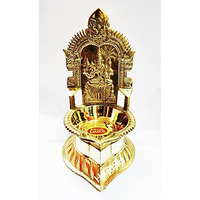 HARISH - Traditional and PURE BRASS MADE KANCHIPURAM KAMAKSHI DIYA / VILAKKU - 7 INCH HIGH For Daily pooja, Gift needs ( GOLD COLOR )