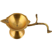 UAPAN MetalCraft Brass Puja Diya with Handle (1.7x4.5 Inch,Gold_1Nos)