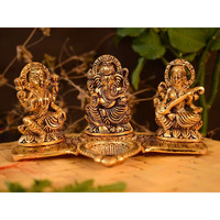 Collectible India Lakshmi Ganesha Saraswati with Diya Diwali Statue Idol - Puja Deepak- Showpiece Oil Lamp Diya Decorations (Set of 25)