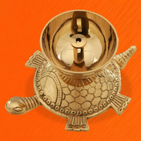 Sacch Brass Turtle Diya for Puja, 1 Piece, Gold