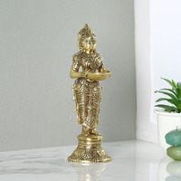 Collectible India Brass Beautiful Lady Statue Holding Diya (Gold_ 9 Inch X 3 Inch)