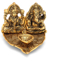 CraftVatika Lakshmi Ganesh Diya Idol Oil Lamp Deepak Metal Lakshmi Ganesha Showpiece for Diwali decorartion Puja Gift (Set of 1)