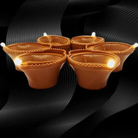 SuNZita Water Sensor Diya Set Water Sensor LED Diyas Decorative Diya Decorative LED Lights E-Diya Set for Home, Diwali, Festivals Decoration I Battery Operated (Set of 6) (6)