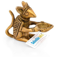 Collectible India Brass Mouse Holding Diya Oil lamp Sculpture Designer Showpiece Diwali Decoration Items