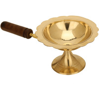 Dhoop Dani Diya with Wooden Handle for Aarti Pooja Kapoor Camphor Loban Burner Charcoal Incense Burner Dhoop Dhuni Burner Bakhoor, Oudh, Agarbatti Sambrani Dhoop