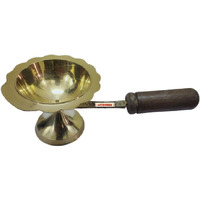 ASTRODIDI Dhoopakal Brass Kapoor Diya for Aarti Puja with Handle (Golden)