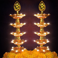 Pushkart Premium 5 Layer Electric Gold LED Bulb Lights Diya|Deep|Deepak for Pooja|Puja|Mandir| Diwali Festival Decoration||Pack of 2|| Make in India ||GFS-65460