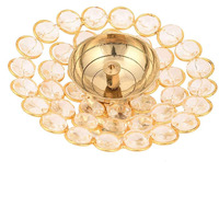 DXYZ Crystal Round Gold Akhand Diya (1, Medium)